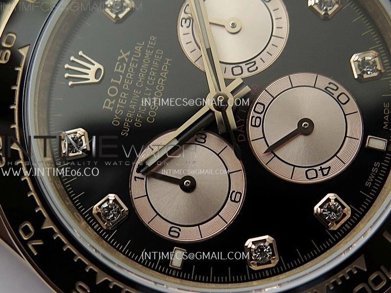 Daytona 126515 QF Gain Weight 1:1 Best Edition Black Dial RG Subdial Diamonds Markers on Oysterflex Strap SH4131 V11