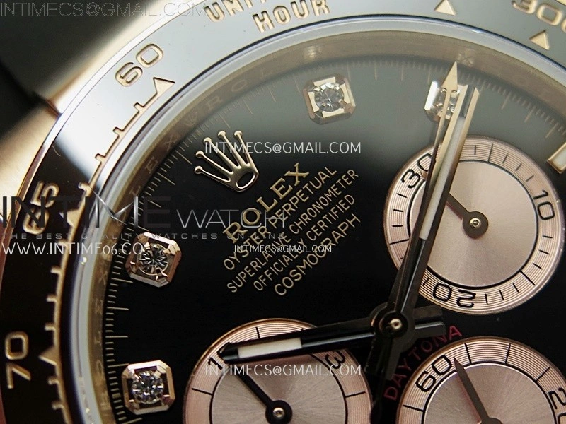 Daytona 126515 QF Gain Weight 1:1 Best Edition Black Dial RG Subdial Diamonds Markers on Oysterflex Strap SH4131 V11