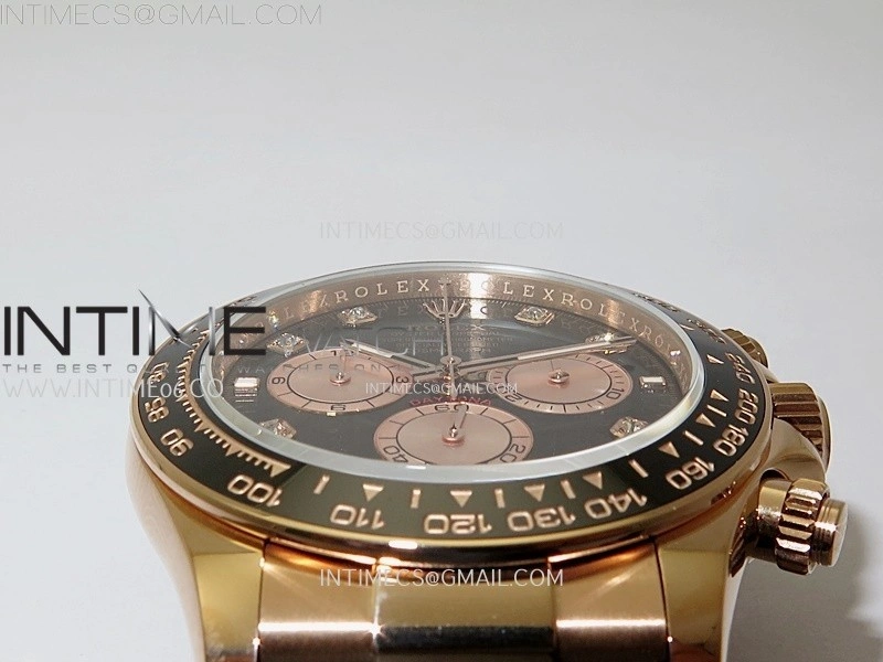 Daytona 126515 QF Gain Weight 1:1 Best Edition Black Dial RG Subdial Diamonds Markers on Oysterflex Strap SH4131 V11