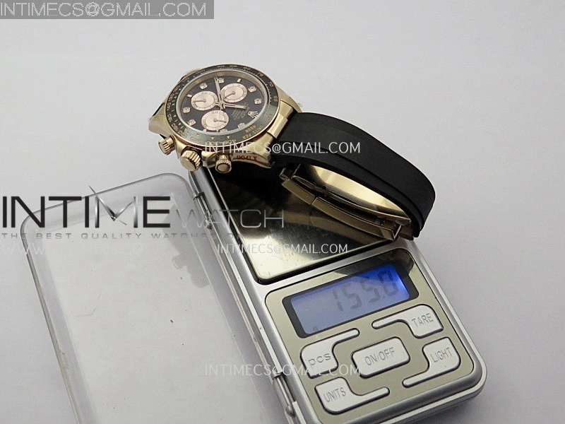 Daytona 126515 QF Gain Weight 1:1 Best Edition Black Dial RG Subdial Diamonds Markers on Oysterflex Strap SH4131 V11