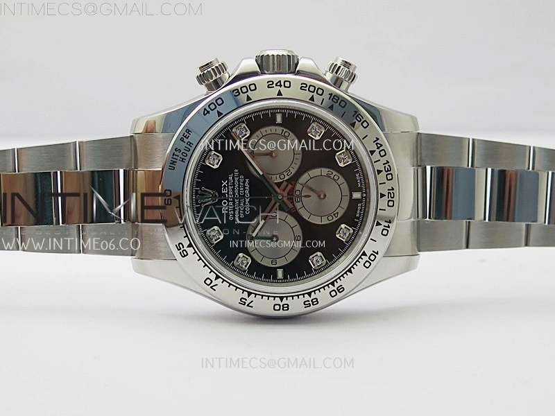 Daytona 126509 904L SS QF Best Edition Black Dial Silver Subdial Diamonds Markers On 904L SS Bracelet SA4131
