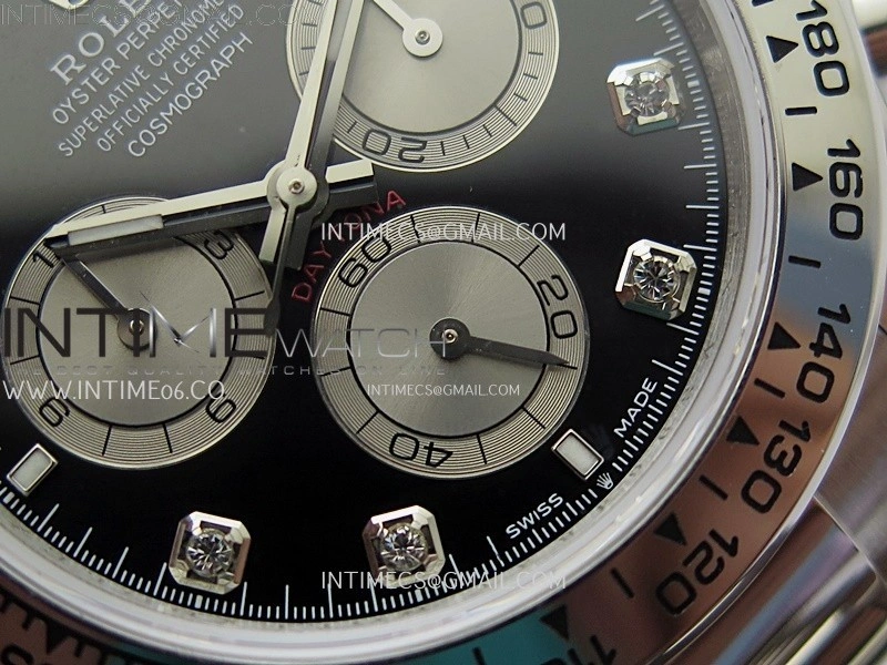 Daytona 126509 904L SS QF Best Edition Black Dial Silver Subdial Diamonds Markers On 904L SS Bracelet SA4131