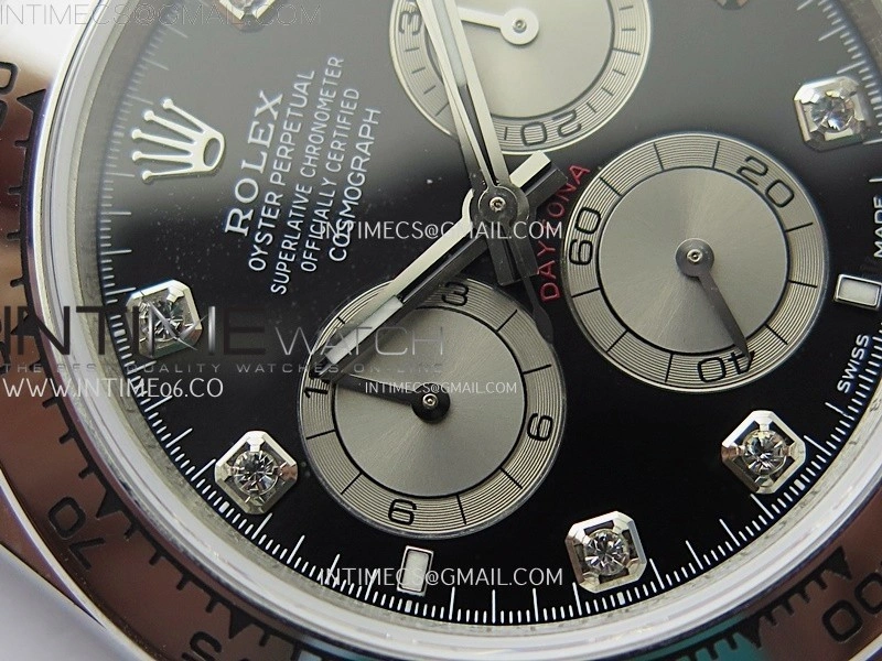 Daytona 126509 904L SS QF Best Edition Black Dial Silver Subdial Diamonds Markers On 904L SS Bracelet SA4131
