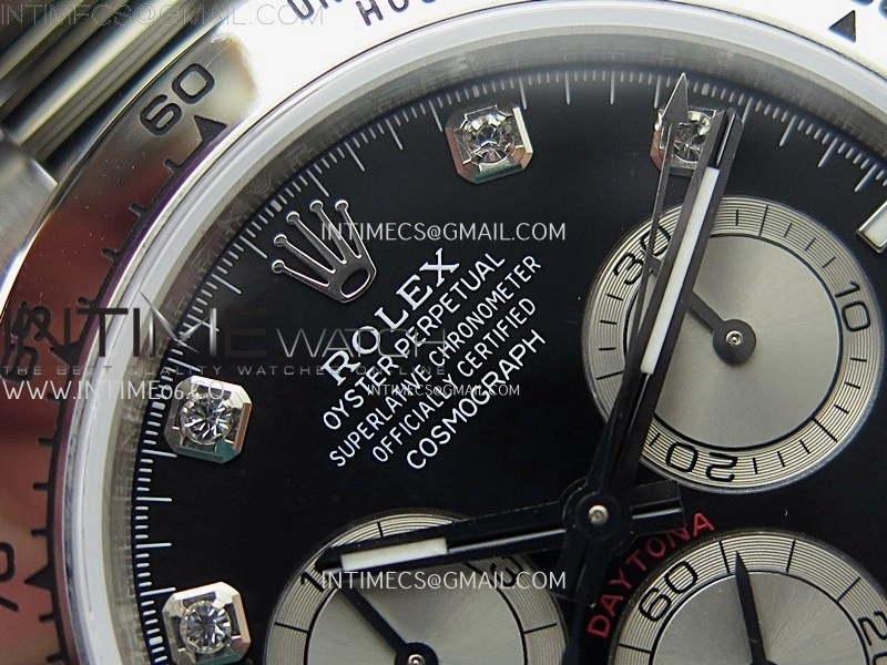 Daytona 126509 904L SS QF Best Edition Black Dial Silver Subdial Diamonds Markers On 904L SS Bracelet SA4131