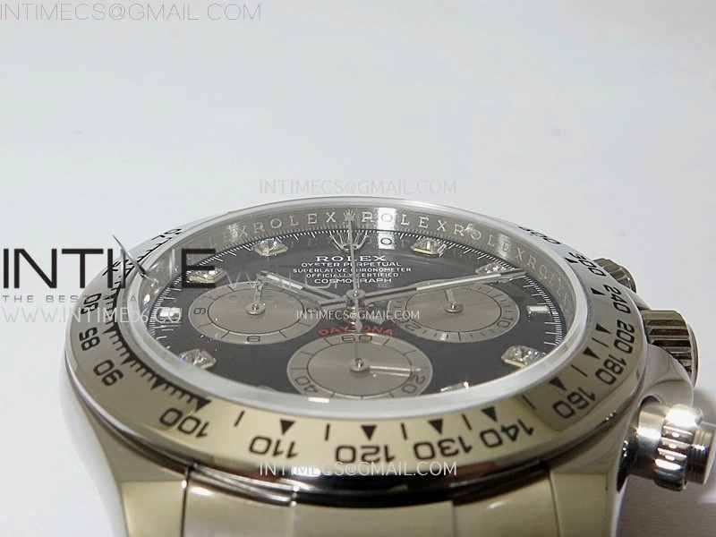 Daytona 126509 904L SS QF Best Edition Black Dial Silver Subdial Diamonds Markers On 904L SS Bracelet SA4131