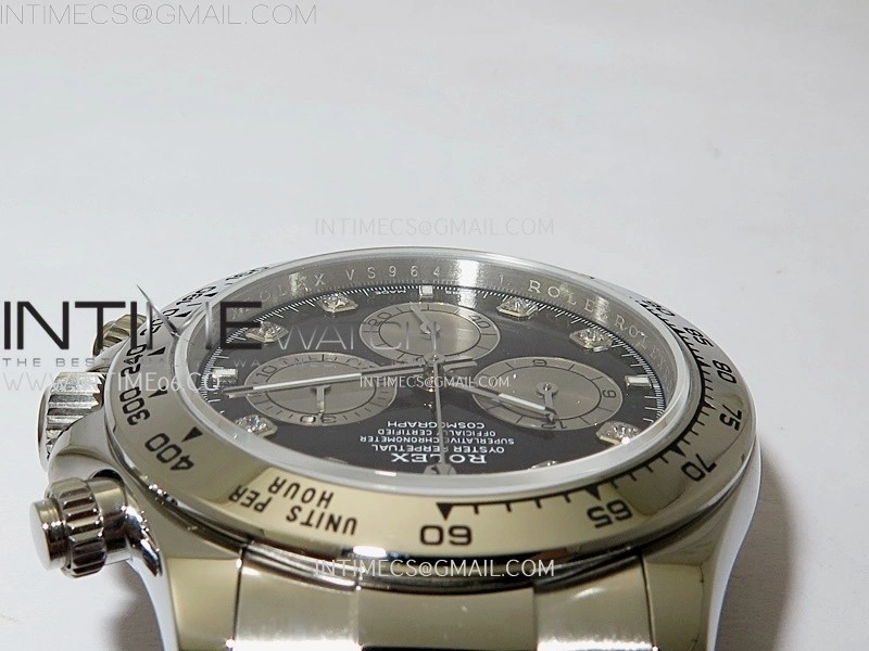 Daytona 126509 904L SS QF Best Edition Black Dial Silver Subdial Diamonds Markers On 904L SS Bracelet SA4131
