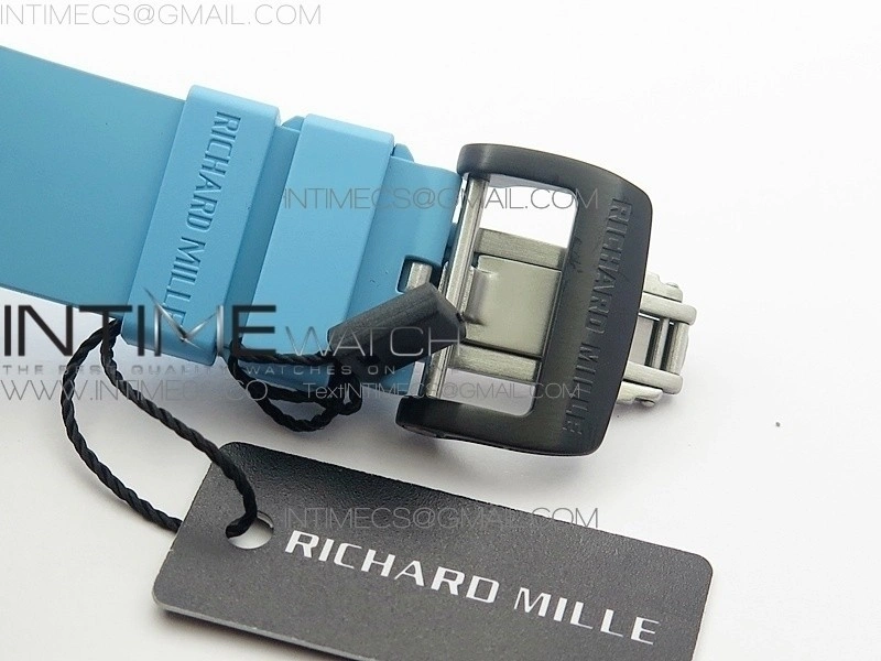 RM055 Carbon Case KVF Best Edition Carbon Bezel Skeleton Dial Blue Crown on blue Rubber Strap MIYOTA8215