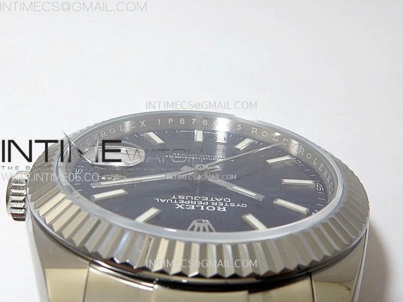 DateJust 41mm 126334 904 SS AR+F V2 1:1 Best Edition Fluted Bezel Motif Blue Dial Sticks Markers on Oyster Bracelet DD3235