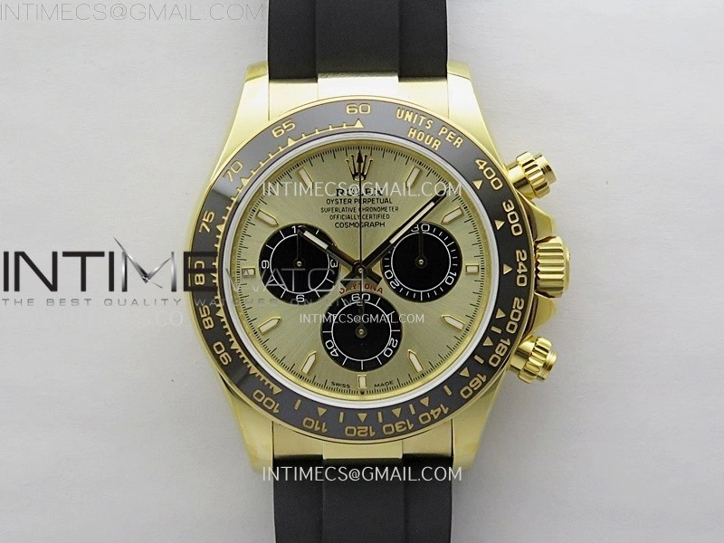 Daytona 126518 QF Gain Weight 1:1 Best Edition Gold Dial Black Subdial Sticks Markers on Oysterflex Strap SH4131 V11