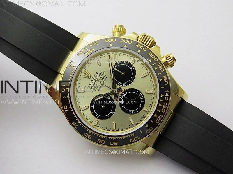Daytona 126518 QF Gain Weight 1:1 Best Edition Gold Dial Black Subdial Sticks Markers on Oysterflex Strap SH4131 V11