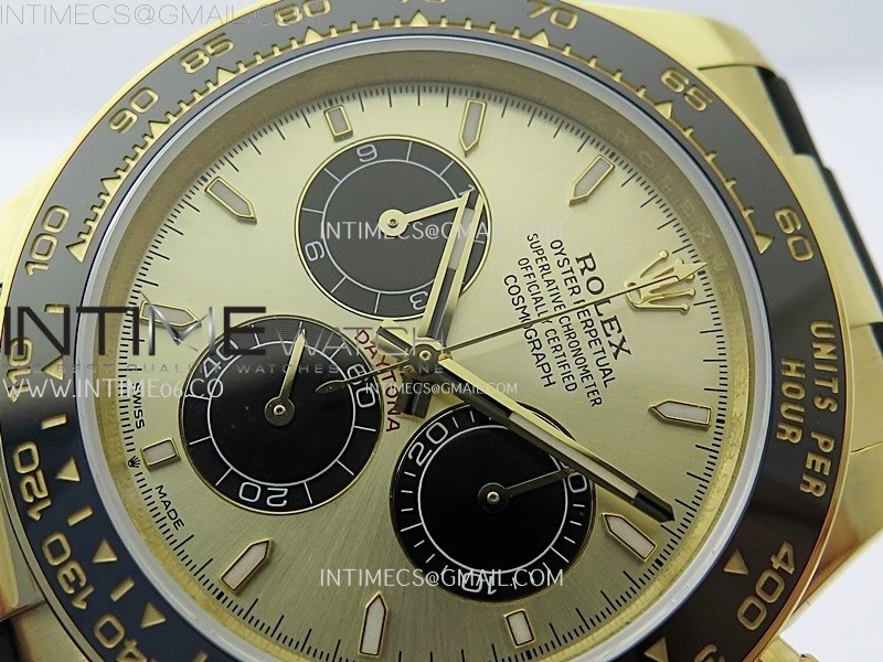 Daytona 126518 QF Gain Weight 1:1 Best Edition Gold Dial Black Subdial Sticks Markers on Oysterflex Strap SH4131 V11