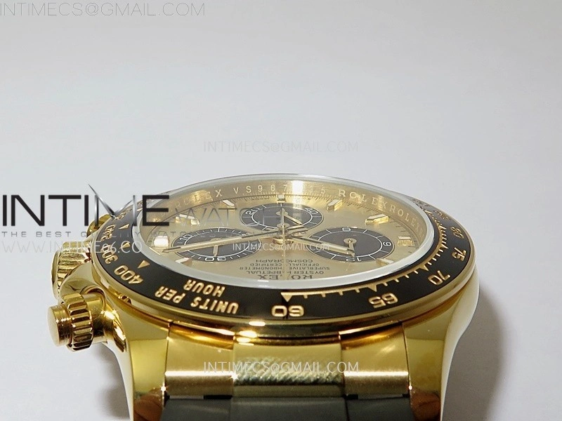 Daytona 126518 QF Gain Weight 1:1 Best Edition Gold Dial Black Subdial Sticks Markers on Oysterflex Strap SH4131 V11