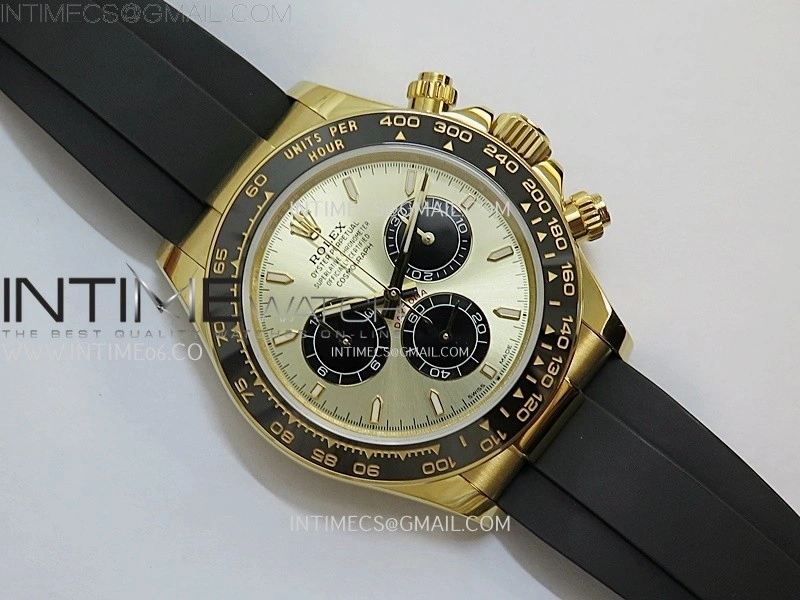 Daytona 126518 QF Gain Weight 1:1 Best Edition Gold Dial Black Subdial Sticks Markers on Oysterflex Strap SH4131 V11