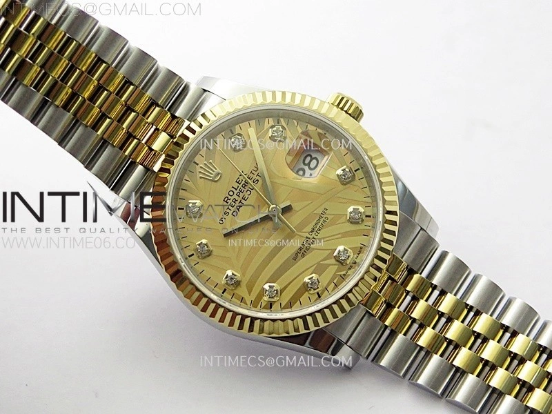 DateJust 36MM 126233 SS YG APSF 1:1 Best Edition Gold Palm Leaves Dial Diamond Markers on SS YG Jubilee Bracelet SA3235