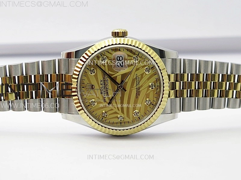DateJust 36MM 126233 SS YG APSF 1:1 Best Edition Gold Palm Leaves Dial Diamond Markers on SS YG Jubilee Bracelet SA3235