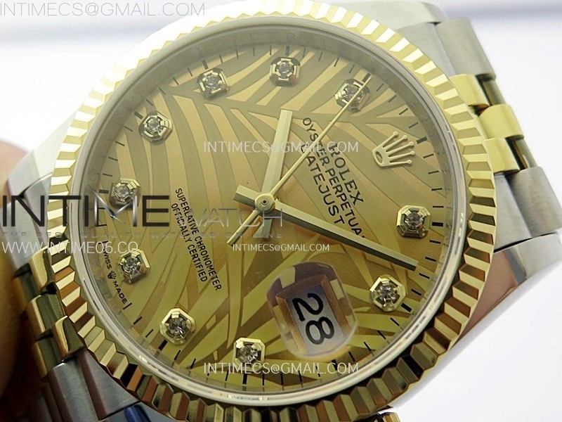 DateJust 36MM 126233 SS YG APSF 1:1 Best Edition Gold Palm Leaves Dial Diamond Markers on SS YG Jubilee Bracelet SA3235