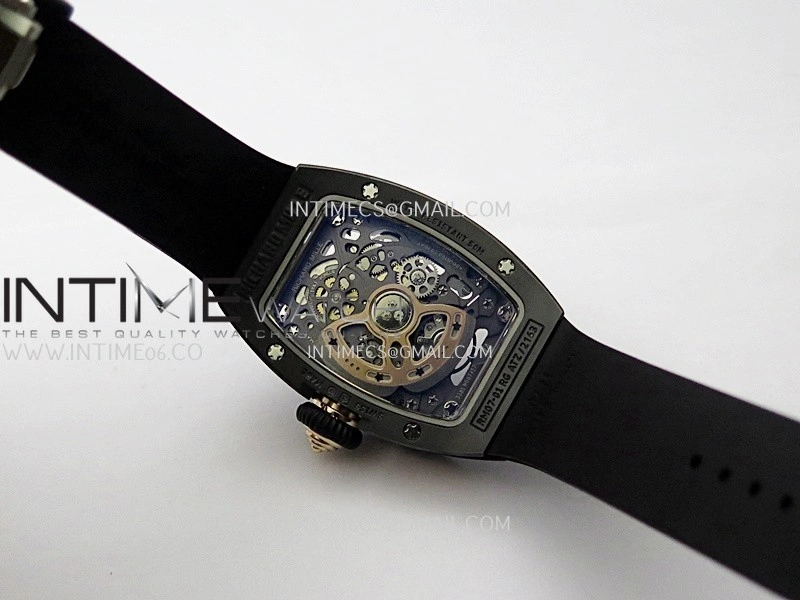 RM07 Real Black Ceramic RG ZF Best Edition Red MOP Diamond Skeleton Dial On Black Rubber Strap Asian CRMA2 Clone