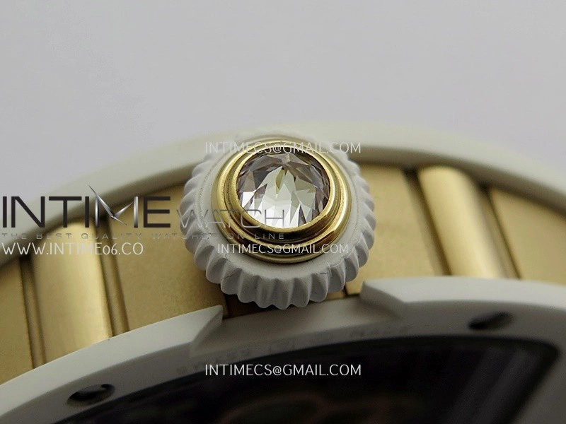RM07 Real White Ceramic Diamond Bezel YG ZF Best Edition Red MOP Diamond Skeleton Dial On Black Rubber Strap Asian CRMA2 Clone
