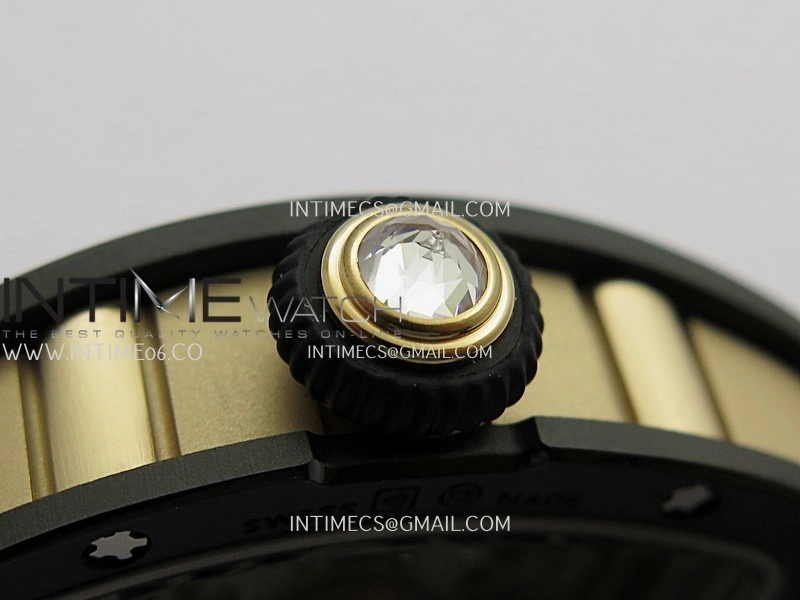 RM07 Real Black Ceramic Diamond Bezel YG ZF Best Edition Red MOP Diamond Skeleton Dial On Black Rubber Strap Asian CRMA2 Clone