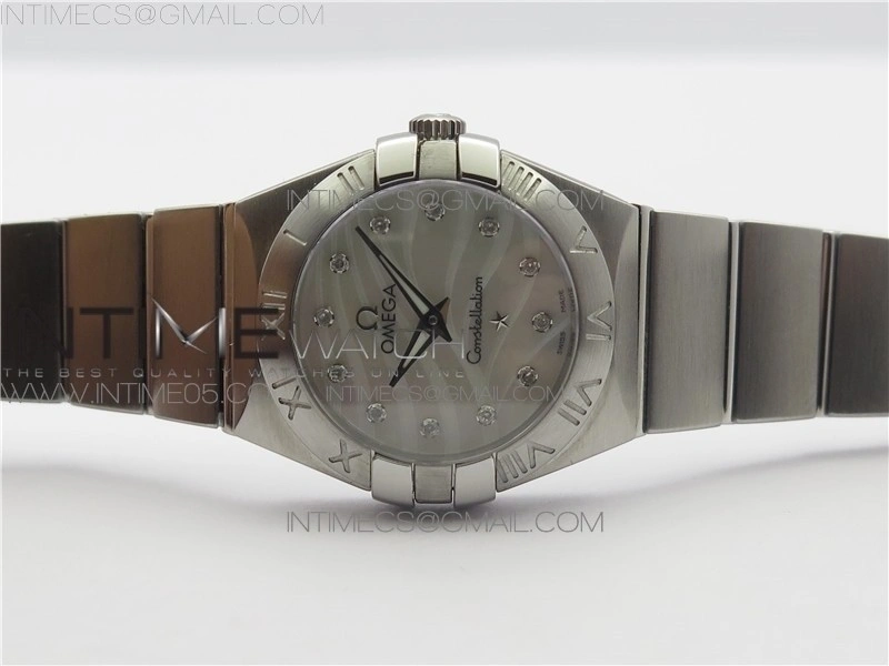 Constellation Ladies 27mm K11F 1:1 Best Edition SS White MOP Textured Dial Diamonds Markers on SS Bracelet ETA Quartz