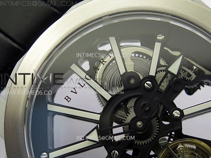 Octo 102910 SS AXF Best Edition Skeleton Dial on Black Leather Strap Asian BVL206 Tourbillon Movement