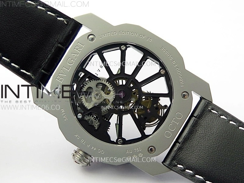 Octo 102910 SS AXF Best Edition Skeleton Dial on Black Leather Strap Asian BVL206 Tourbillon Movement