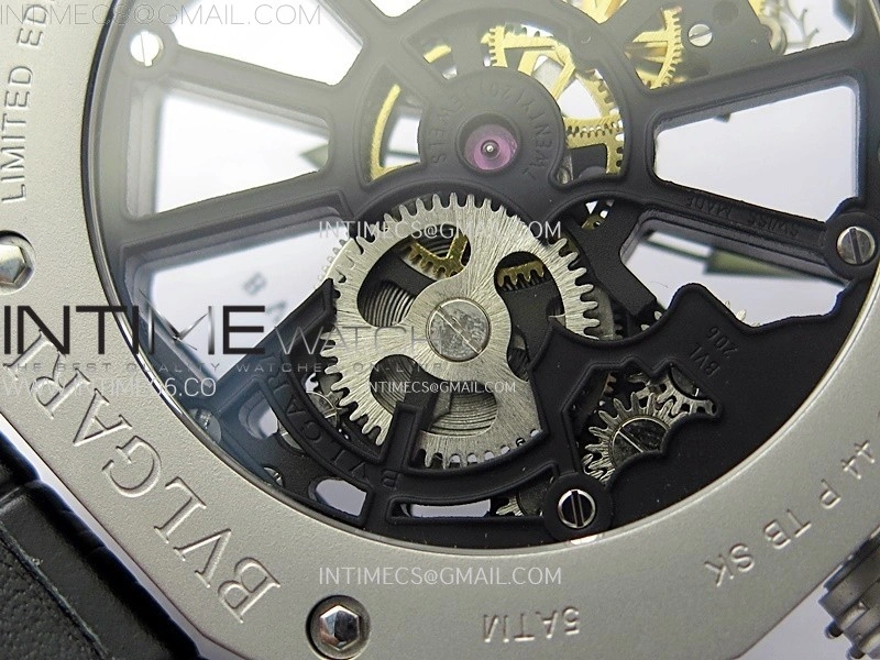 Octo 102910 SS AXF Best Edition Skeleton Dial on Black Leather Strap Asian BVL206 Tourbillon Movement