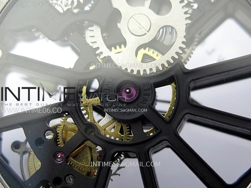 Octo 102910 SS AXF Best Edition Skeleton Dial on Black Leather Strap Asian BVL206 Tourbillon Movement