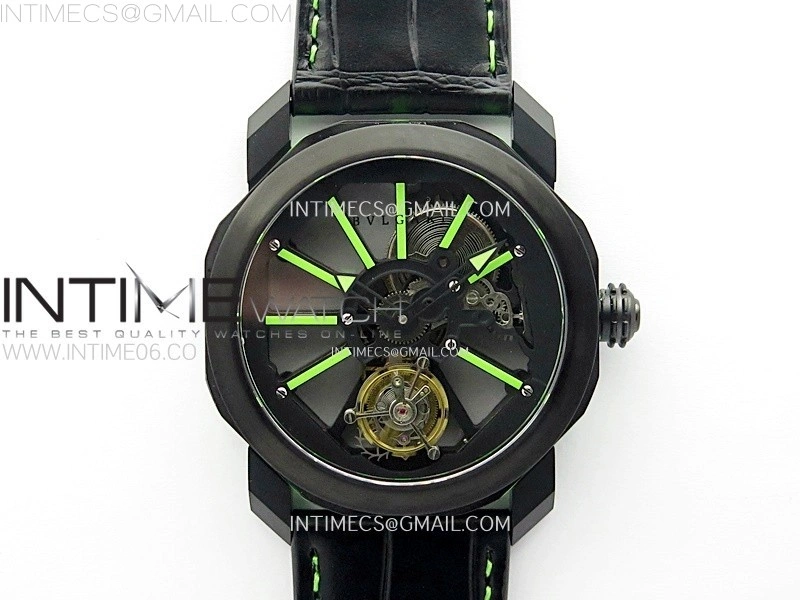 Octo 102910 PVD AXF Best Edition Skeleton Dial on Brown Leather Strap Asian BVL206 Tourbillon Movement