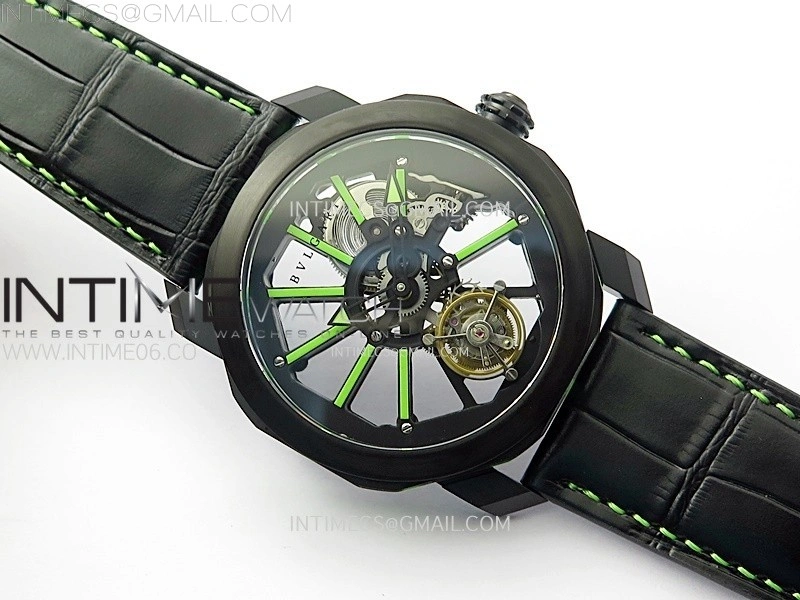 Octo 102910 PVD AXF Best Edition Skeleton Dial on Brown Leather Strap Asian BVL206 Tourbillon Movement
