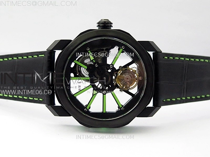 Octo 102910 PVD AXF Best Edition Skeleton Dial on Brown Leather Strap Asian BVL206 Tourbillon Movement
