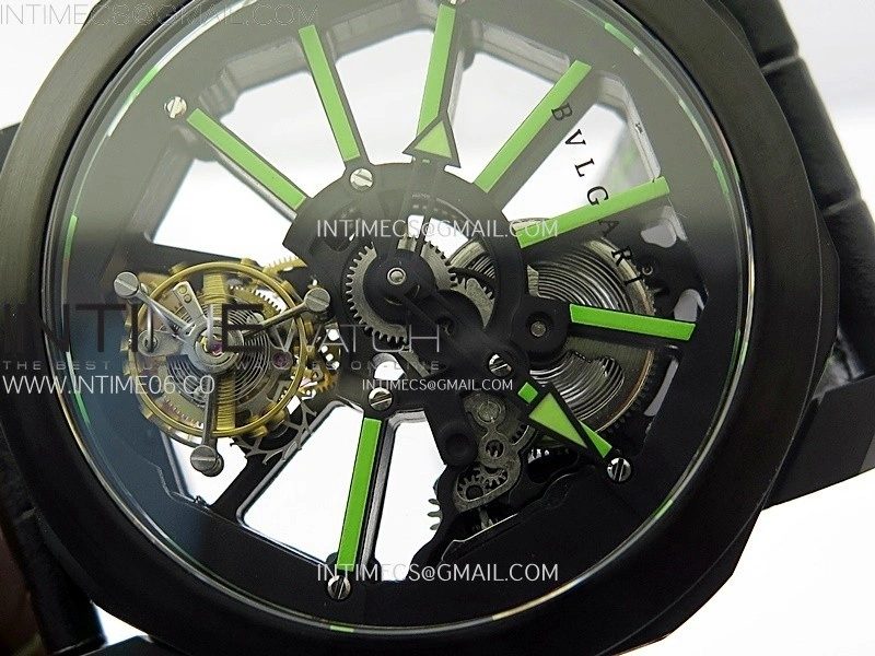 Octo 102910 PVD AXF Best Edition Skeleton Dial on Brown Leather Strap Asian BVL206 Tourbillon Movement