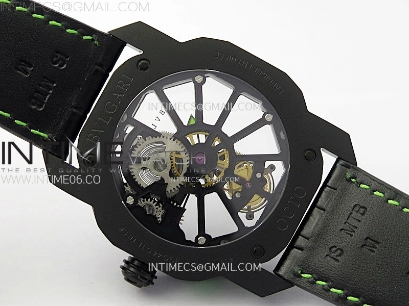 Octo 102910 PVD AXF Best Edition Skeleton Dial on Brown Leather Strap Asian BVL206 Tourbillon Movement