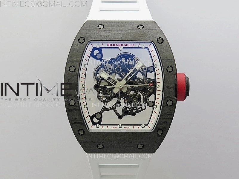 RM055 NTPT APSF 1:1 Best Edition White Inner Bezel Black Crown On White Rubber Strap RMUL2 Super Clone