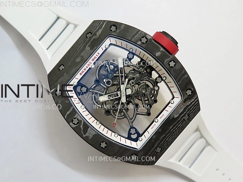 RM055 NTPT APSF 1:1 Best Edition White Inner Bezel Black Crown On White Rubber Strap RMUL2 Super Clone