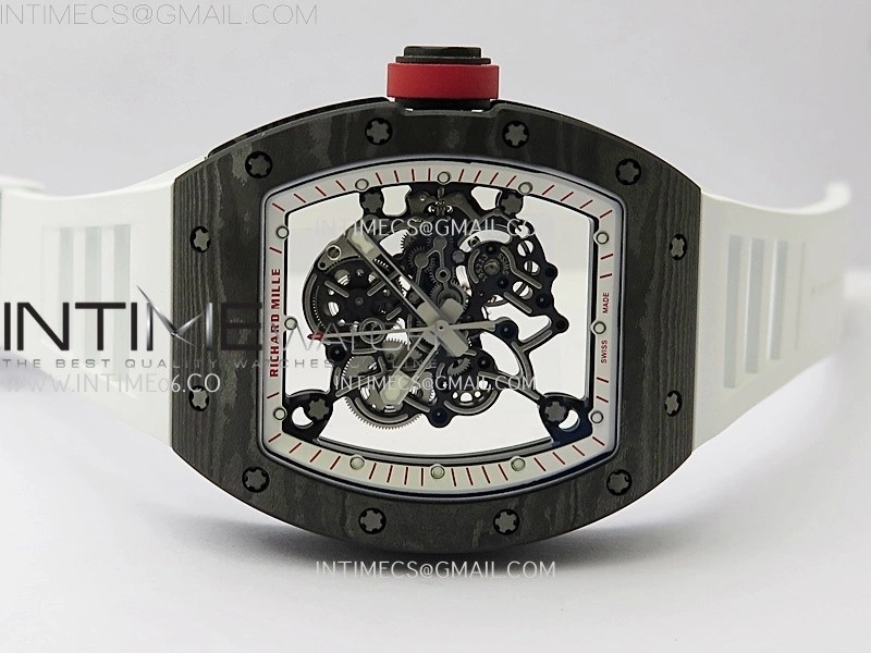 RM055 NTPT APSF 1:1 Best Edition White Inner Bezel Black Crown On White Rubber Strap RMUL2 Super Clone