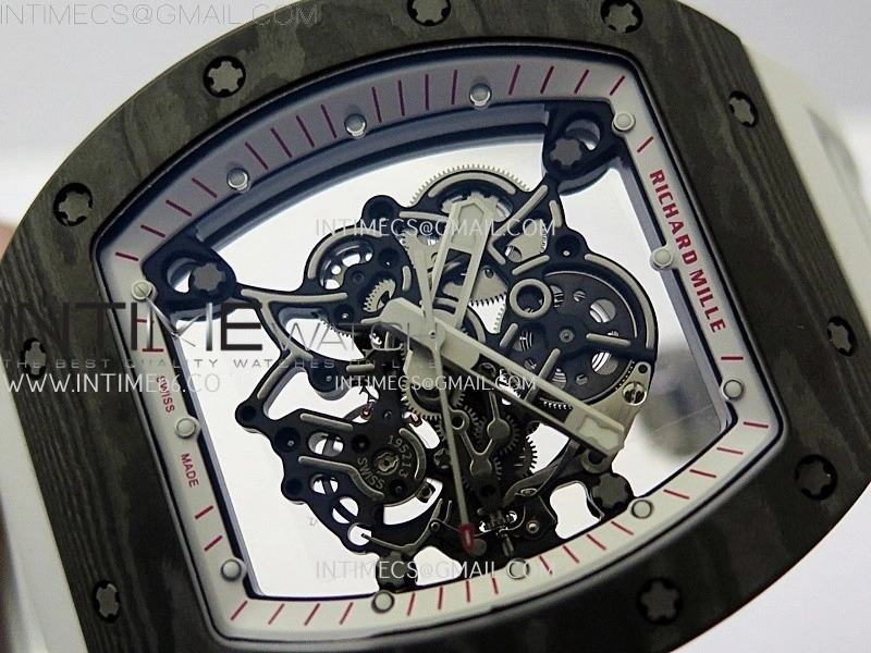 RM055 NTPT APSF 1:1 Best Edition White Inner Bezel Black Crown On White Rubber Strap RMUL2 Super Clone
