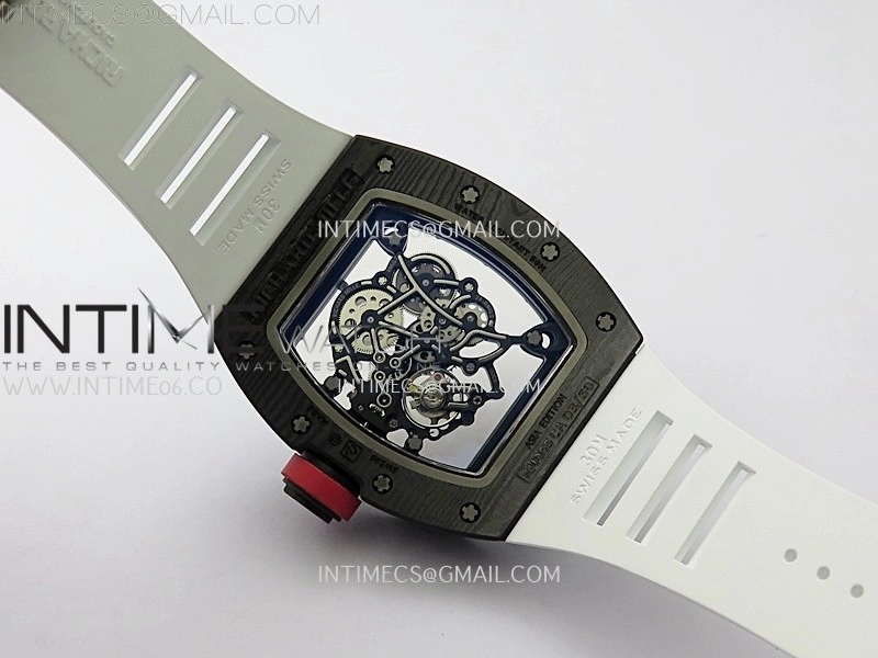 RM055 NTPT APSF 1:1 Best Edition White Inner Bezel Black Crown On White Rubber Strap RMUL2 Super Clone