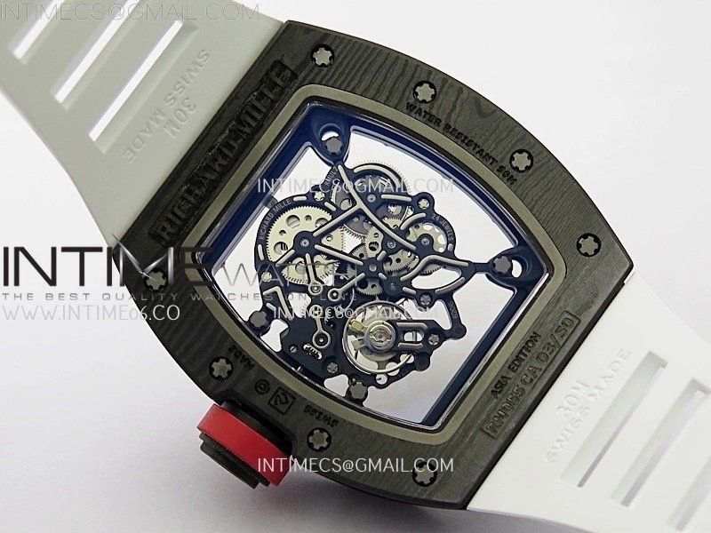 RM055 NTPT APSF 1:1 Best Edition White Inner Bezel Black Crown On White Rubber Strap RMUL2 Super Clone