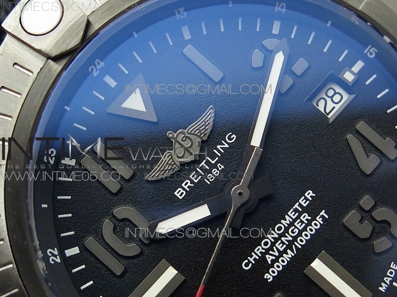 Seawolf 45mm DLC B50 1:1 BestEdition SuperLumed Black Dial Black Numeral Markers on Black Nylon Strap A2824