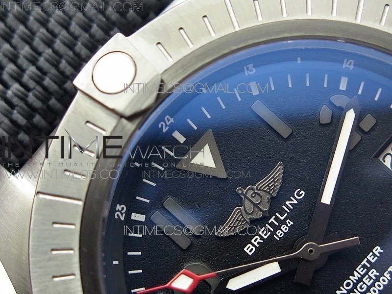 Seawolf 45mm DLC B50 1:1 BestEdition SuperLumed Black Dial Black Numeral Markers on Black Nylon Strap A2824