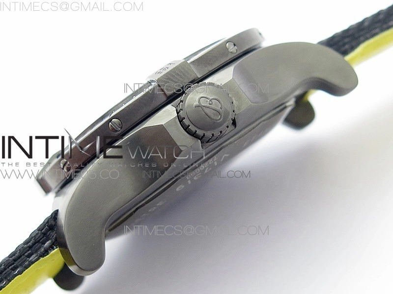 Seawolf 45mm DLC B50 1:1 BestEdition SuperLumed Black Dial Black Numeral Markers on Black Nylon Strap A2824