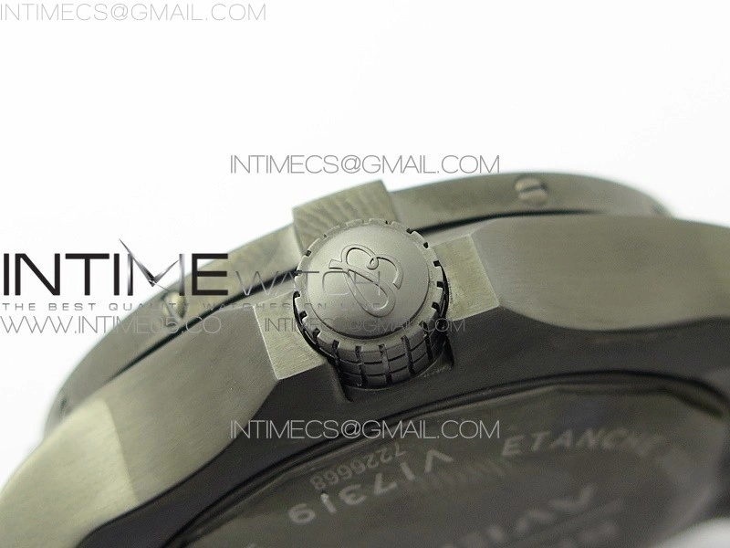 Seawolf 45mm DLC B50 1:1 BestEdition SuperLumed Black Dial Black Numeral Markers on Black Nylon Strap A2824