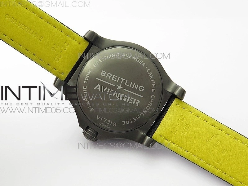 Seawolf 45mm DLC B50 1:1 BestEdition SuperLumed Black Dial Black Numeral Markers on Black Nylon Strap A2824