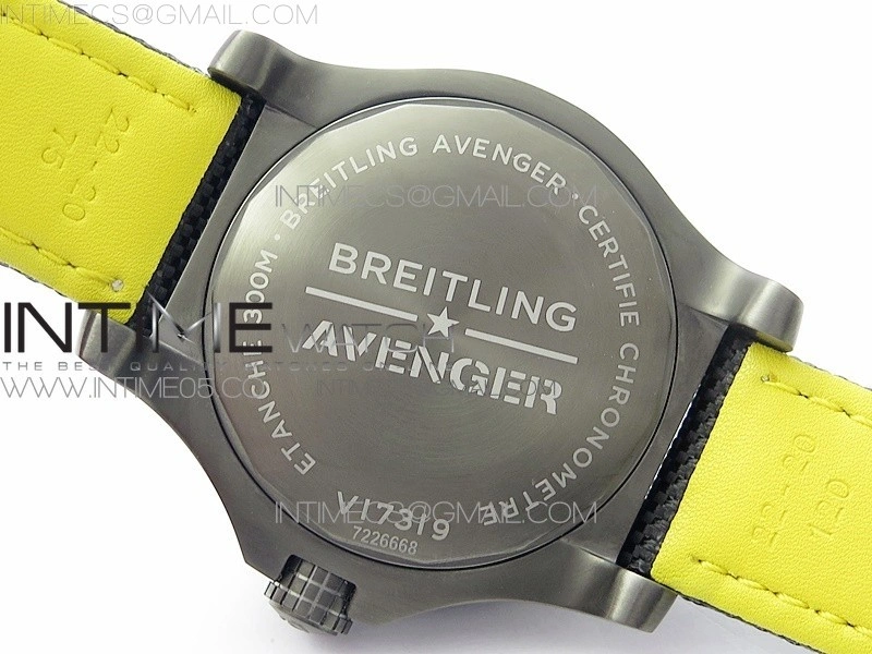 Seawolf 45mm DLC B50 1:1 BestEdition SuperLumed Black Dial Black Numeral Markers on Black Nylon Strap A2824