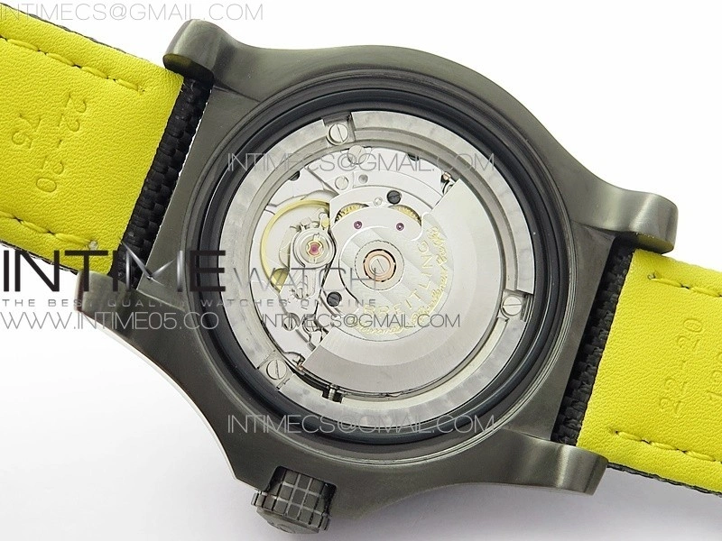 Seawolf 45mm DLC B50 1:1 BestEdition SuperLumed Black Dial Black Numeral Markers on Black Nylon Strap A2824