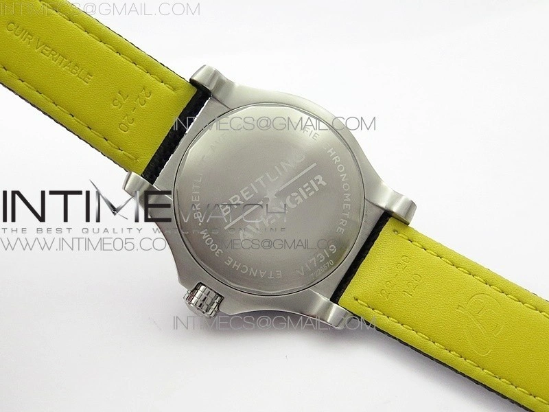 Seawolf 45mm SS B50 1:1 BestEdition SuperLumed Yellow Dial Black Sticks Markers on Black Nylon Strap A2824