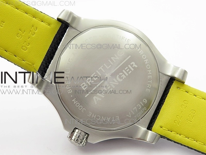 Seawolf 45mm SS B50 1:1 BestEdition SuperLumed Yellow Dial Black Sticks Markers on Black Nylon Strap A2824