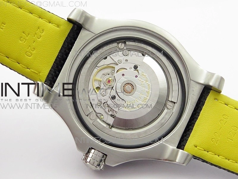 Seawolf 45mm SS B50 1:1 BestEdition SuperLumed Yellow Dial Black Sticks Markers on Black Nylon Strap A2824