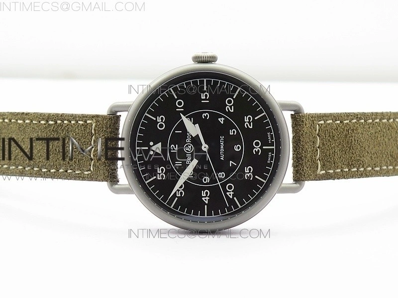 BR WW1-92 Satin-polished steel Case 1:1 Best Edition Black Dial White Markers on Leather Strap MIYOTA 9015